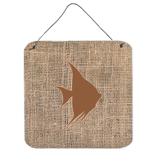 Micasa Fish Angel Fish Burlap And Brown Aluminium Metal Wall Or Door Hanging Prints MI237078